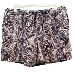 Mens Swim Trunks Black and White Leaf Reel Legends Outfitters Size XL  JH713
